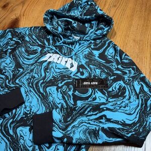 NWT Navy Yard Trippy Hoodie Men's Small Blue Swirl Adult Streetwear‎